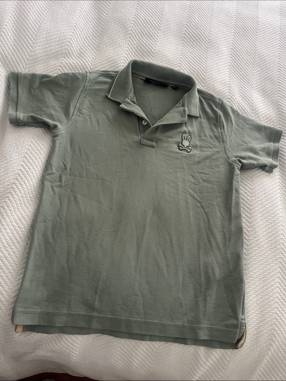 Psycho Bunny Sage Green Short-Sleeve Polo with Embroidered Bunny